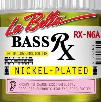 La Bella RX-N6A Nickel-Plated Bass Guitar Strings, 6 String (30-118)