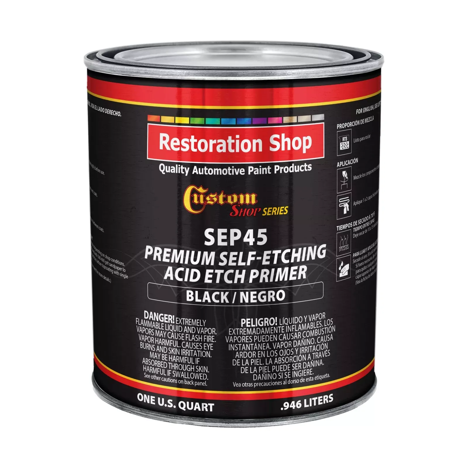 Custom Shop Self Etching Acid Etch Primer, 1 Quart Black - Ready to Spray Paint