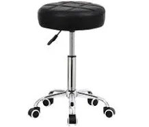 Comfortable Barstools Pu Leather Rolling Stool with Foot Rest Swivel Height Adjustment Bar Stool with Wheels Round Stool Chair Office Massage Stool Advanced