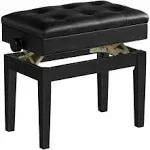 HOOBRO Adjustable Piano Bench with Padded Cushion and Storage Compartment for Music Sheet, Holds up to 300 lb, Music Bench, Piano Stool, Vanity Chair, 21.9 x 13.4 x 18.9 Inches, Black BB31QD01