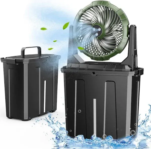 9L Bucket Portable Misting Fan for Outdoors Patios 20000mAh Rechargeable Battery