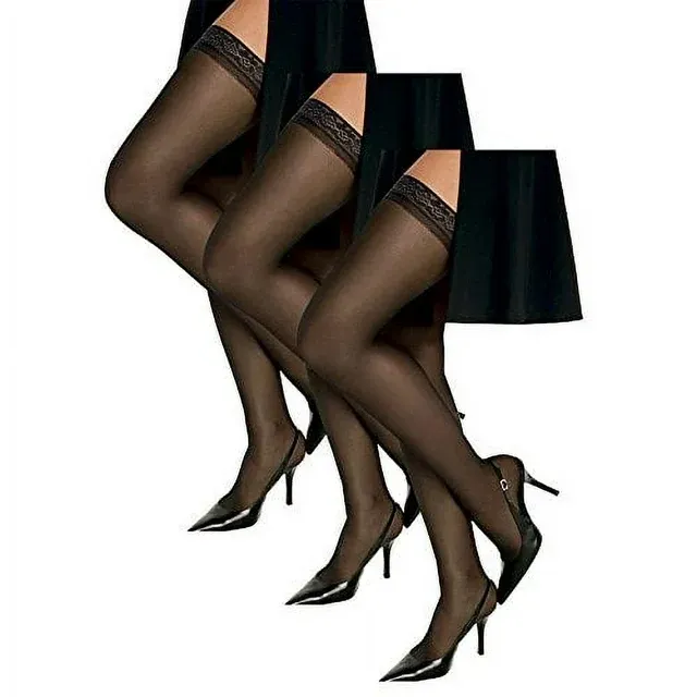 Silk Reflections Silky Sheer Lace Thigh Highs