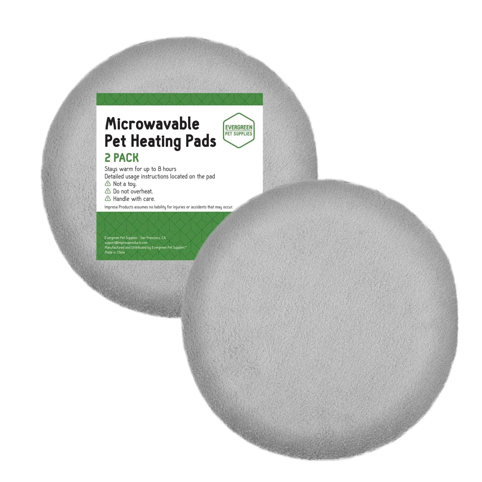 [2 Pack] 9&#034; Round Microwave Pet Heating Pad for Hours of Soothing Warmth - 