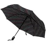  Windproof Automatic Travel Umbrella, Compact Portable with Rainbow Heart