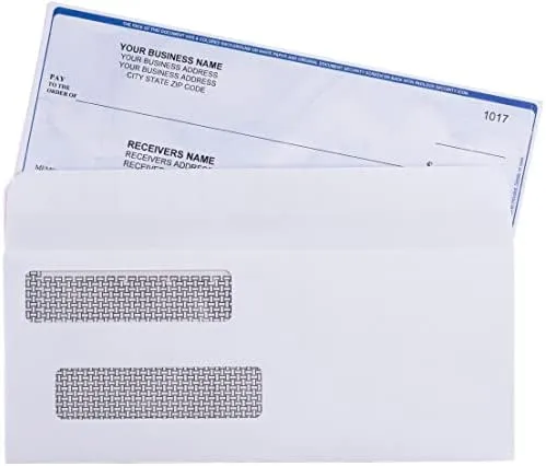 500 Self Seal QuickBooks Double Window Security Check Envelopes - for Business