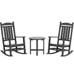 WestinTrends 3 Piece Outdoor Porch Rocking Chairs with Round Side Table Set - White