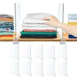 10 PCS Shelf Dividers for Closet Organization Acrylic Clear Closet Shelf Divider for Wooden Shelving Suitable for Wooden or Vertical Shelves Or Bedroom, Kitchen and Office