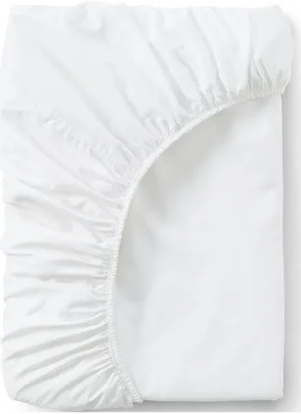 Lands' End 400 Thread Count Premium Supima Cotton No Iron Sateen Fitted Bed Sheet - Queen - White