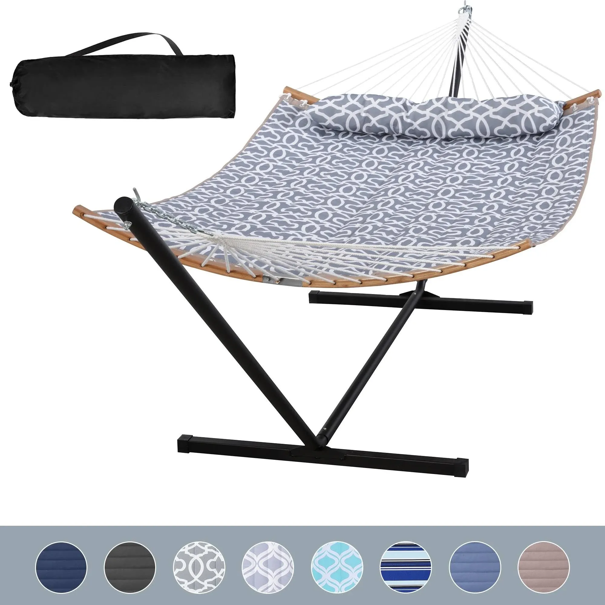 2-Person Outdoor Hammock with Stand and Pillow