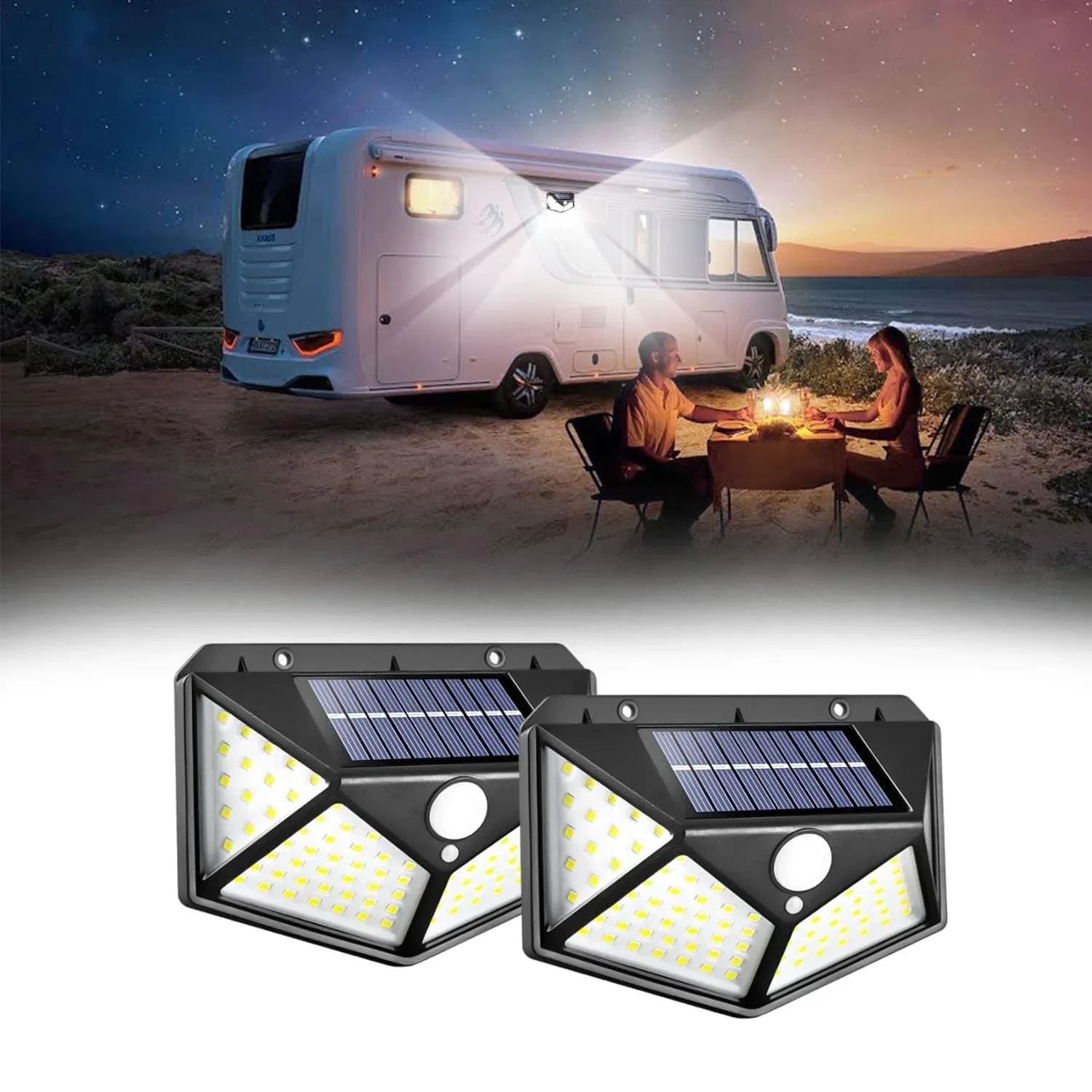 RV Lights Exterior, Solar RV Porch Light RV Awning Lights, Motion Activated Sensor Light, Waterproof RV Outdoor Lights for RV Camper Motorhome Travel Trailer(2 Pack)