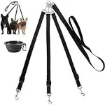 3 Way Dog Leash + A Collapsible Travel Bowl,Mosany Nylon Adjustable Coupler No Tangle Detachable 3 in 1 Multiple Dog Pet Cat Puppy