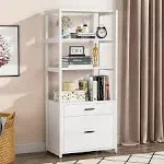 Modern Bookshelf with 2 Drawers, File Cabinet with File