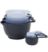 boxedhome 8 pack classic nesting Mixing bowl set with 4 measuring cups Mixing Bowls with Pour Spouts and Handles