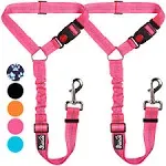 Lukovee Dog Car Seat Belt, 2 Pack Headrest RESTRAINT Seatbelt, Adjustable Pet Safety Leads with Reflective Elastic Bungee for Dog Harness Collar Tra