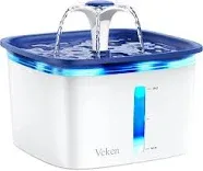 Veken 95oz/2.8L Pet Fountain, Automatic Cat Water Fountain Dog Water Dispenser with Smart Pump for Cats, Dogs, Multiple Pets (Grey, Plastic)