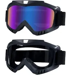 Dirt Bike Goggles, 2 Pack ATV Motorcycle Goggles Wide Vision Anti-UV Adjustable Motocross Glasses Riding Racing Off-Road Cycling Goggles for Youth, Teens, Men & Women