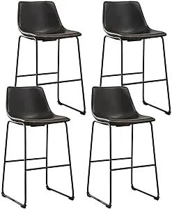 Sweetcrispy Bar Stools Set of 2, 26" Counter Height Barstools, Leather Armless ...