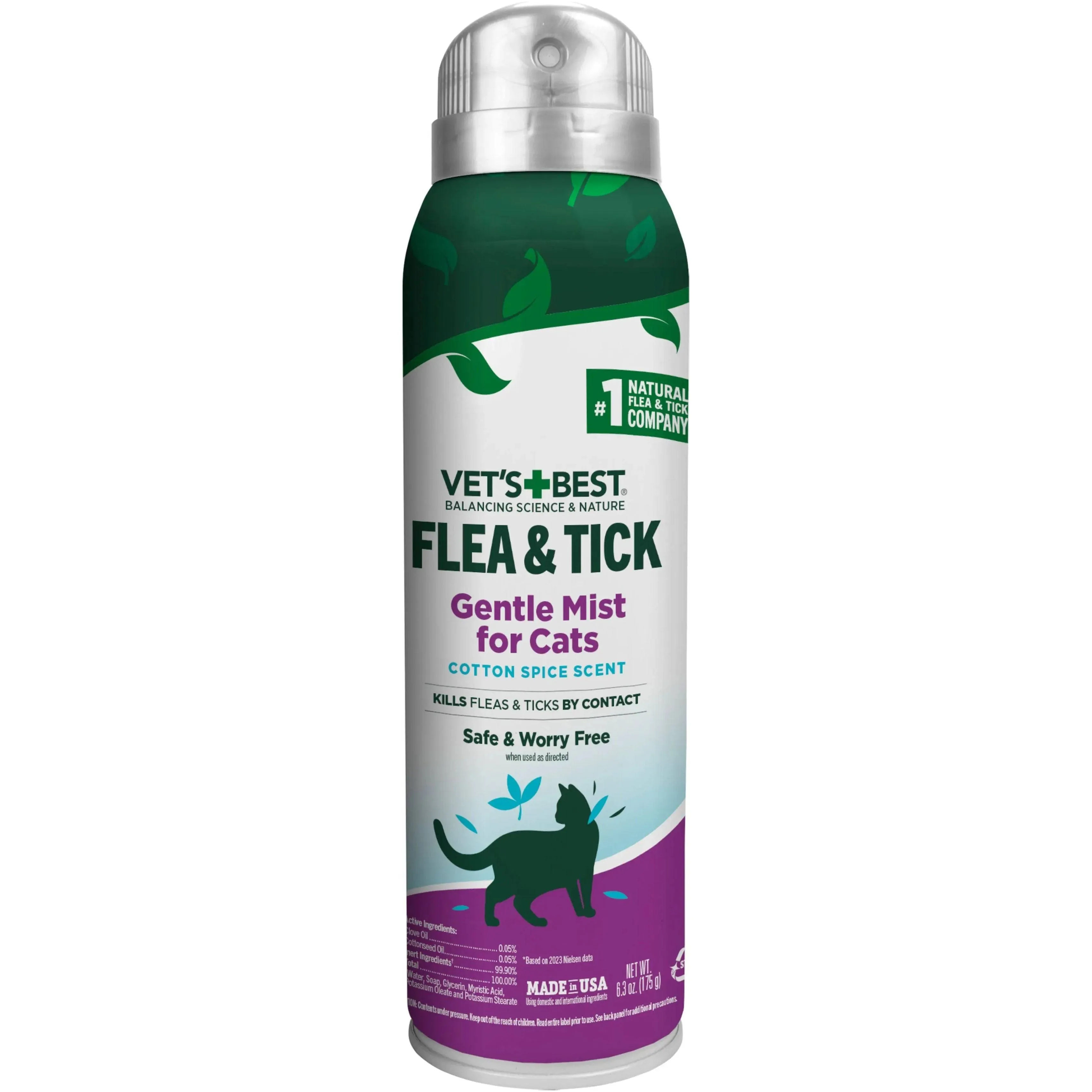 Vet's Best Cotton Spice Scent Flea & Tick Gentle Mist for Cats 6.3 oz