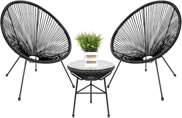 Best Choice Products 3-Piece All-Weather Patio Rope Acapulco Bistro Furniture Set w