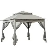 Sunjoy 11x11 ft. Pop-Up Instant Gazebo, Outdoor Portable Steel Frame 2-Tier Top Canopy/Tent with Netting and Carry Bag