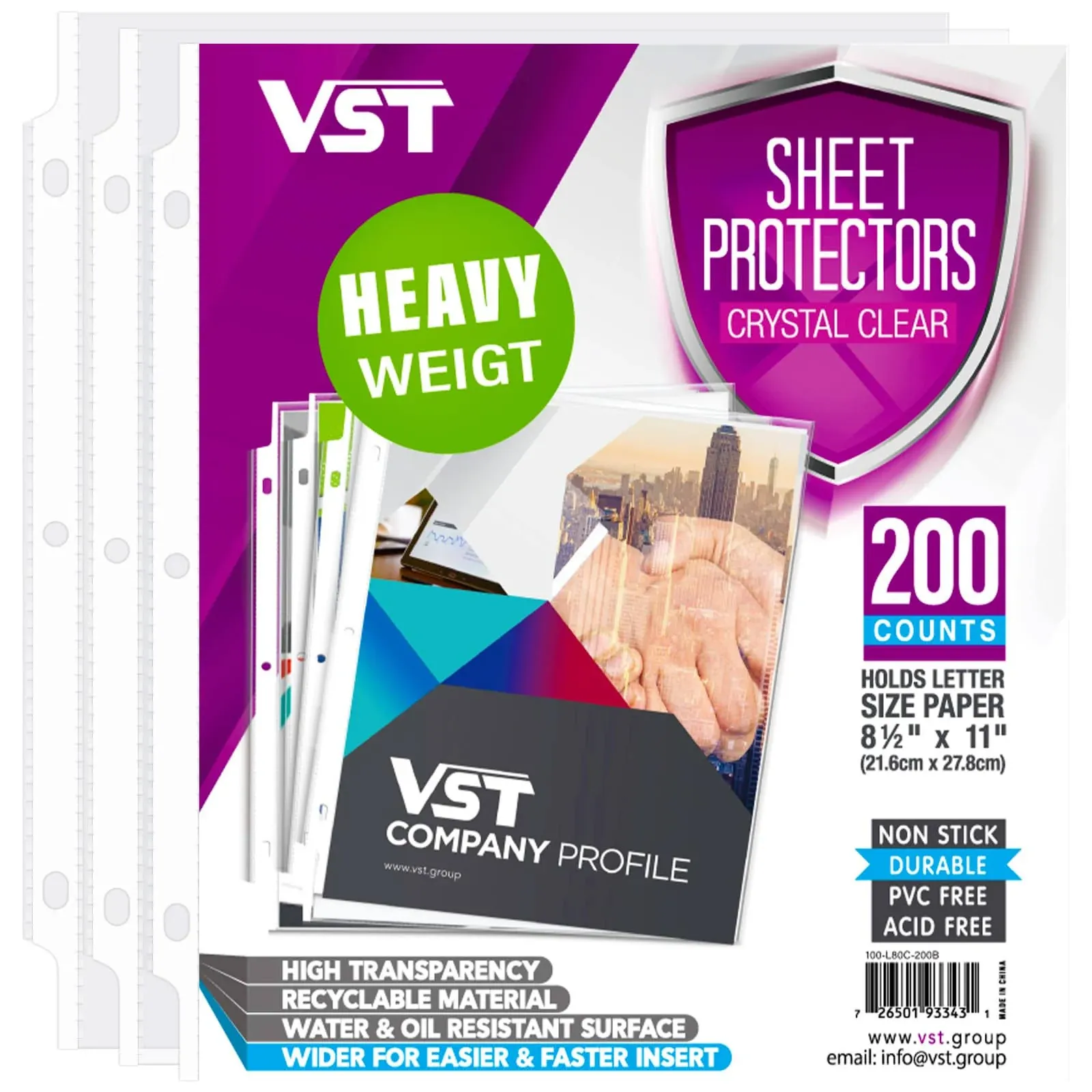 VST Heavy Duty Sheet Protectors 8.5 x 11 3 Ring Binder