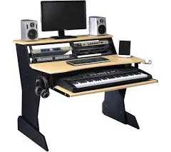 BE200 Series Music Studio Desk Workstation with 2 x 4U Rack (Black)