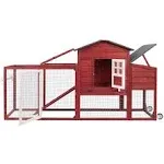 PetsCosset 79&quot; Wooden Chicken Coop Rabbit Cage with Nesting Box, Waterproof Roof, Removable Tray, Combinable