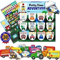 Lil Advents Potty Time Adventures Potty Training Game - 14 Wood Block Toys, Chart, Activity Board, Stickers and Reward Badge for Toilet Training, Busy