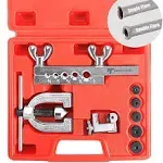 Thorstone Double & Single Flaring Tool Kit for Brake Line & Brass Tubing Tool w/ Extra Adapters, 45 Degrees, Red 84702