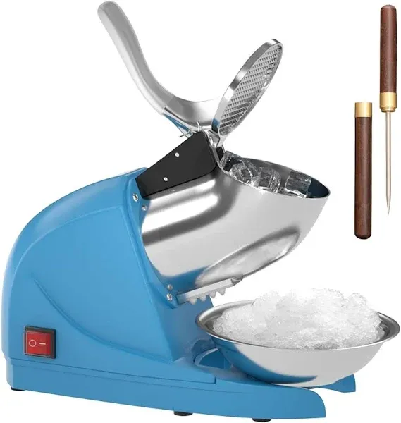 Electric Ice Crusher - Stainless Steel Blade Shaved Ice Machine Snow Cone Maker 