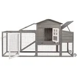 79" Wooden Chicken Coop Rabbit Cage with Nesting Box, Waterproof Roof, Removable Tray, Combinable