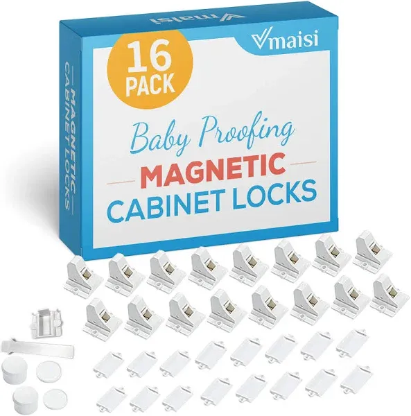 16 Pack Magnetic Cabinet Locks Baby Proofing Vmaisi Children Proof Cupboard