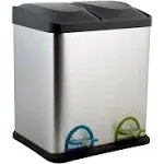 Dual Compartment Step-On 8-Gallon (30 liter) Recycling Trash Can, Stainless S...