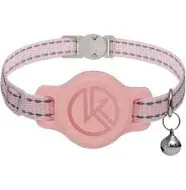 Tile Sticker Holder Cat Tracking Collar (2022) - Breakaway, Reflective Kitten Collar with Tile Sticker Holder and Bell for Girl Boy Cats (Pink)