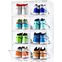 Clear Shoe Storage Box Cube XL Stackable Sneaker Organizer 8pk Shoes Container