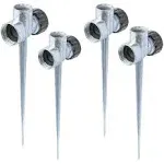 Hourleey 4 Pack 1/2 inch Zinc Alloy Lawn Sprinkler Spike Base Water Flow Thru