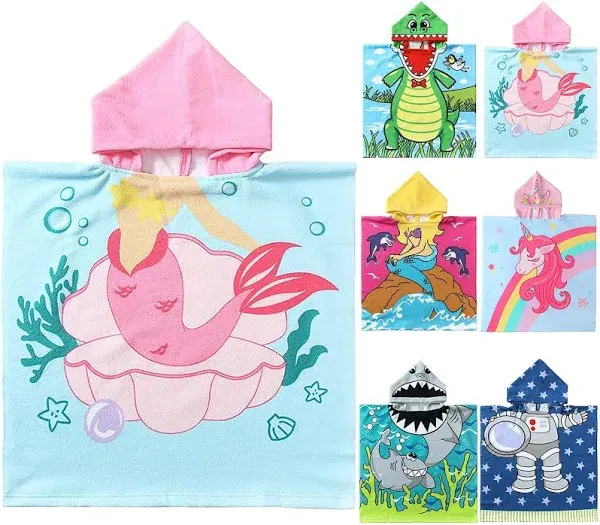 NovForth Kids Beach Towel for Boys Girls, Hooded Bath Towel Wrap, Toddler Pool Towel with Hood