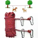 Dog Tie Out Cable for Camping, 100ft Portable Dog Trolley System for Small Medium Large Dogs up to 250lbs, Dog Lead for 2 Dogs, Dog Runner for Yard Camping Training Running Hiking Outdoor