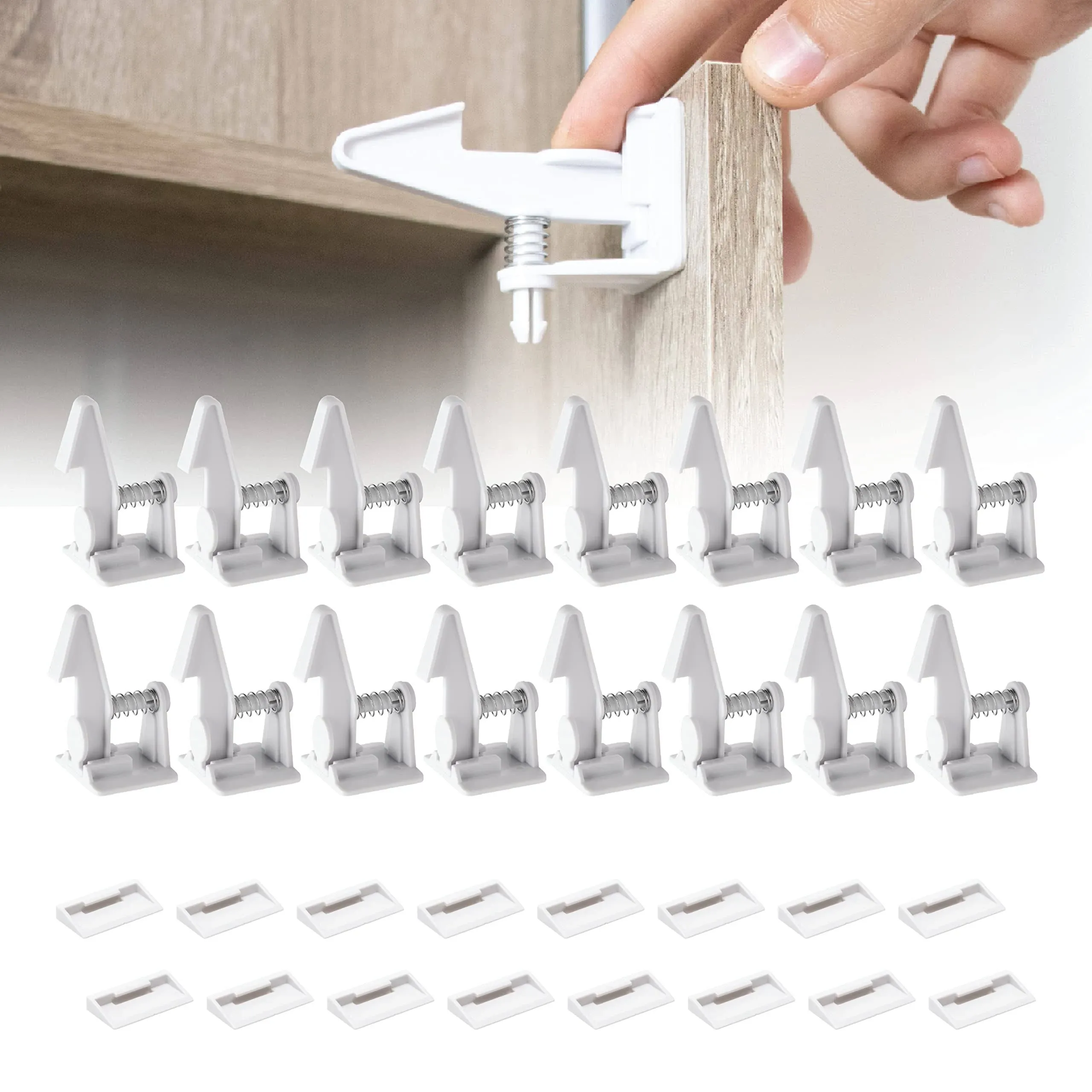 Inaya 16-Pack Cabinet Locks Child Safety Latches - Baby Proofing Cabinets and...