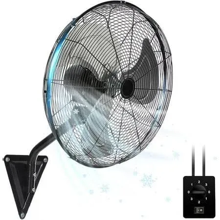 VAJIAZA 18 inch Wall Mount Fan 3-Speed Industrial Fan High Velocity Fan,6000 CFM Outdoor Wall Fan for Commercial, Garage, Residential, Warehouse, Black