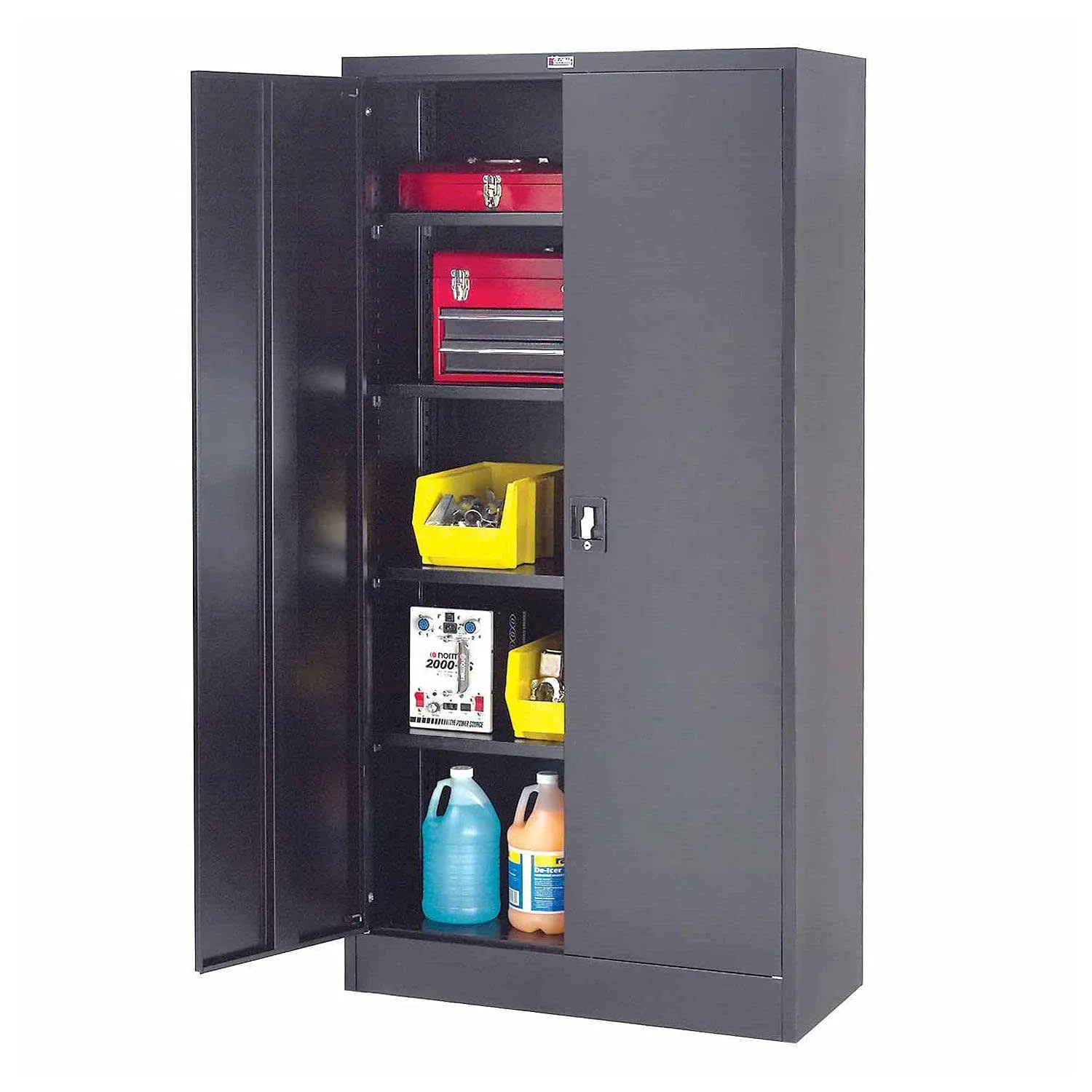 Global Industrial 237635BK Steel Storage Cabinet, Recessed Handle, 36"Wx18"Dx72"H, Black, Unassembled