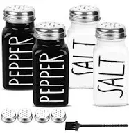 4 Pack Salt and Pepper Shakers Set, Glass Salt Shaker with Stainless Steel Li...