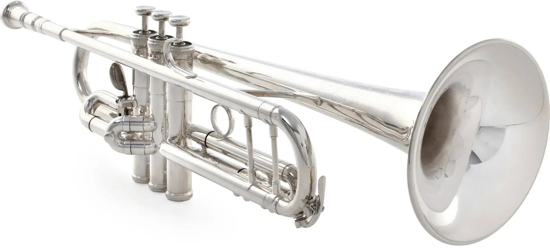 King 2055 Silver Flair Series Bb Trumpet 2055T Silver 1st Valve Thumb Trigger