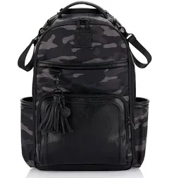 Itzy Ritzy Chelsea + Cole Diaper Bag Backpack - Large Capacity Boss Backpack Diaper Bag; Includes Changing Pad, Stroller Clips and Tassel, Camo with Stag Head Print Interior and Black Hardware