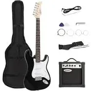 39&#034; Full Size Electric Guitar New w/ 10w Amp+Gig Bag Case+Pick Pack Starter