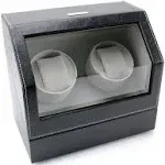 Heiden Watch Winder in Black Leather - Automatic Watch Winder for 2 Watches - Japanese Motor - Zero Magenetization - Use Batteries or Adapter Dual Watch Winder for Automatic Watches for Rolexs