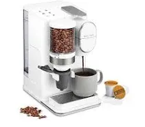 Conical Burr Grind and Brew Single-Serve Coffeemaker (White)