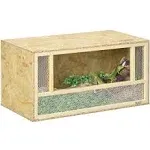 PawHut Reptile Terrarium, Wooden Reptile Tank 31.5" x 15.7" x 15.7" with Sliding Door for Chameleon, Lizard, Snake, Frog, Turtle, 33.8 Gallon