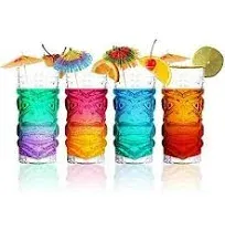 Clear Tiki Glasses Set of 4