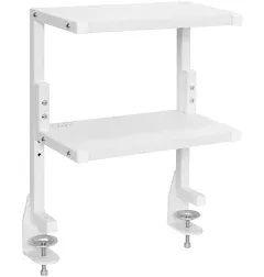 VIVO White Clamp-On 13" Above or Below Desk 2-Tier Shelving Unit